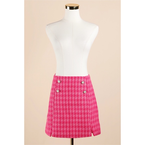 Sz M Cicy Bell Tweed Cropped Blazer & Mini Skirt Set In Bright Pink NWOT - Picture 4 of 8